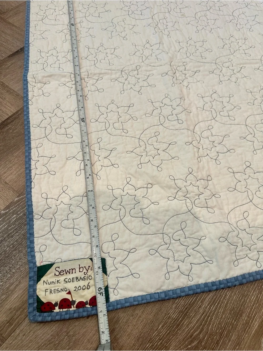 Blue and red Patchwork Quilt -handmade